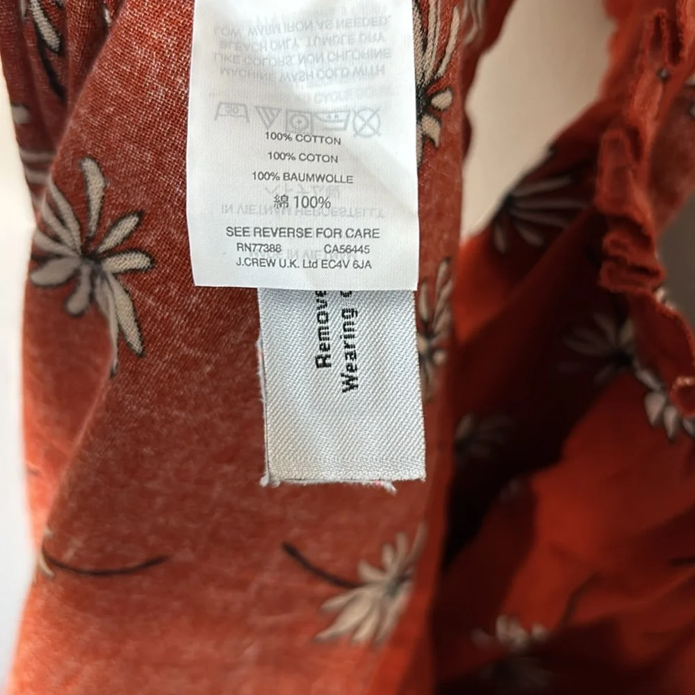 Madewell Beach Red Orange and White Floral Halter Sundress Cover up NWT